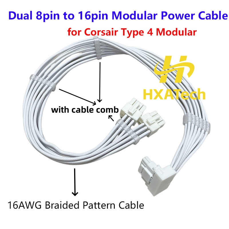 Dual 8Pin To 16Pin 12Vhpwr Cable - Yüksek Kaliteli 16AWG Örgülü Desenli Çift
