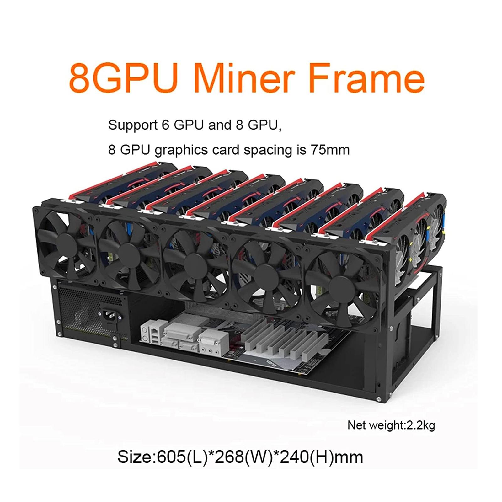 Gpu Mining Rig Frame 8 Gpu - Açık Çerçeveli Grafik Kartı Tutucu Çelik