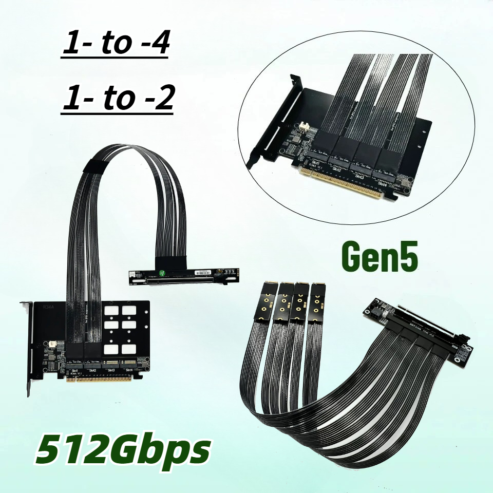 Pcie 5.0 Gpu Riser Cable - PCIe 5.0 X16 4*M.2 NVMe'den X8'e